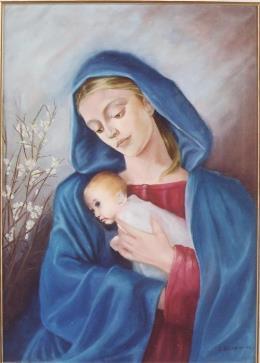 Madonna del Biancospino,Quadro olio su tela 60x80,collezione privata