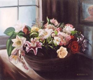 Fiori nella luce,Quadro olio su tela 60x70,collezione privata