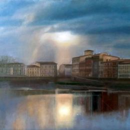 Lungarno,Olio su tela