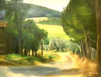 Sentiero toscano,Quadro olio su tela 70x90